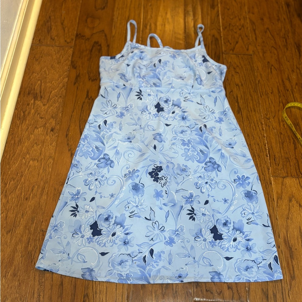 Y2K No Boundaries Blue Floral Babydoll Dress